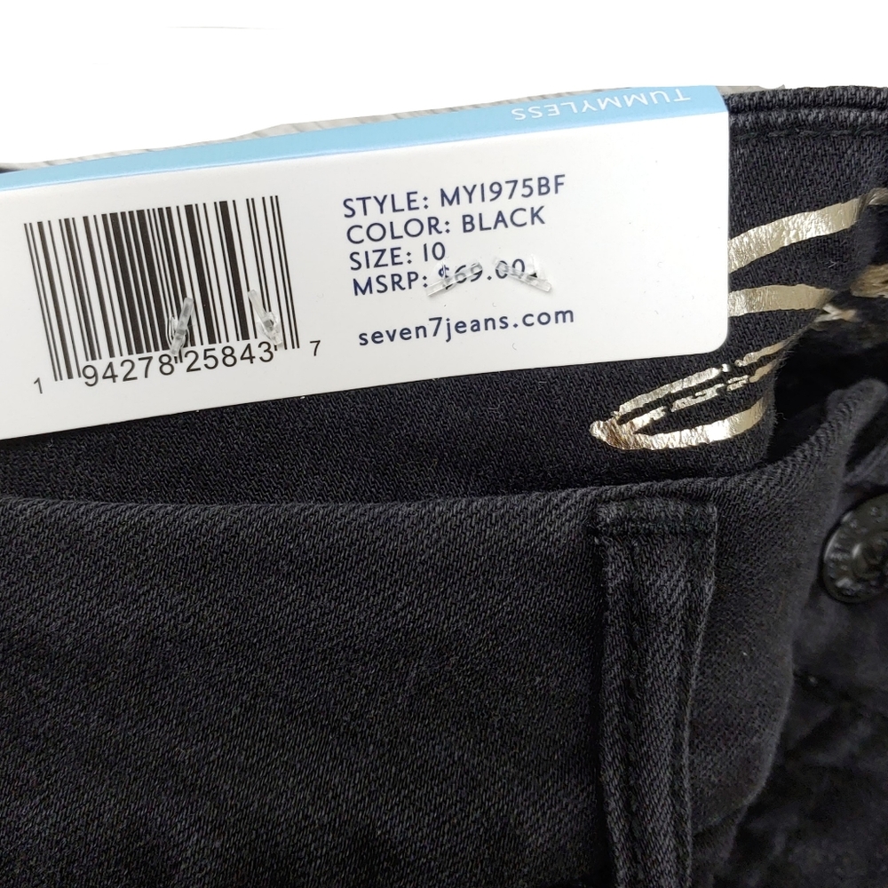 NWT Seven7 Womens Black Tummyless Black Distressed Ripped Knee Skinny Jeans - Picture 8 of 9